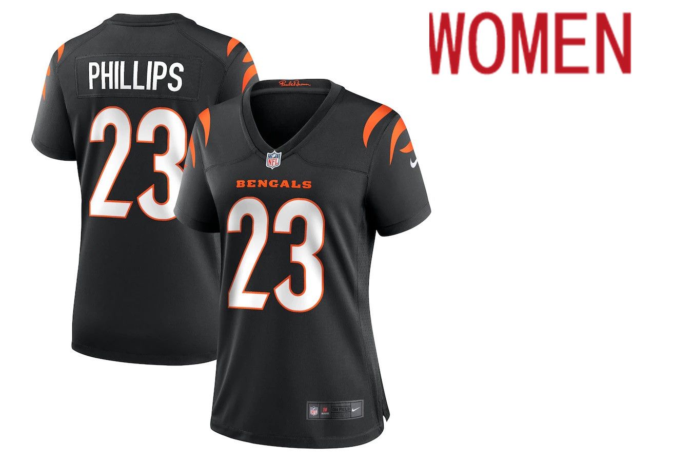 Women Cincinnati Bengals #23 Darius Phillips Nike Black Game NFL Jersey->women nfl jersey->Women Jersey